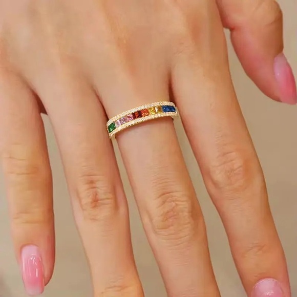 Oval Cut Halo Diamond Pink Wedding Band Eternity - Picture 16 of 16